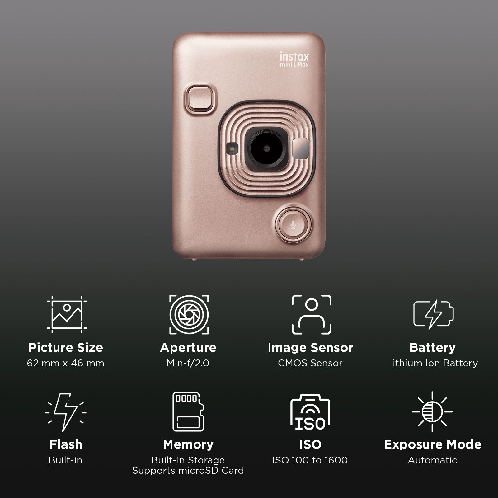 Buy FUJIFILM Instax Mini LiPlay Instant Camera with 10 Instant